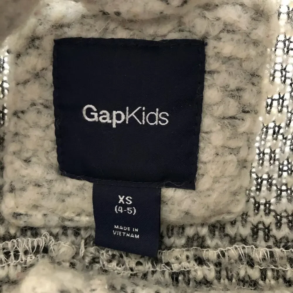 Gap Girls Wool Blend 3/4 Sleeve Sweater Coat Gray Stripes Size XS (4-5)